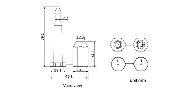 Diagrama de medidas del sello PLOCKSEAL B106