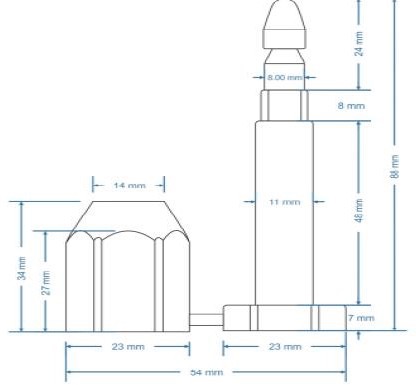 Diagrama de medidas del sello PLOCKSEAL B108